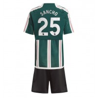 Koszulka piłkarska Manchester United Jadon Sancho #25 Strój wyjazdowy dla dzieci 2023-24 tanio Krótki Rękaw (+ Krótkie spodenki)